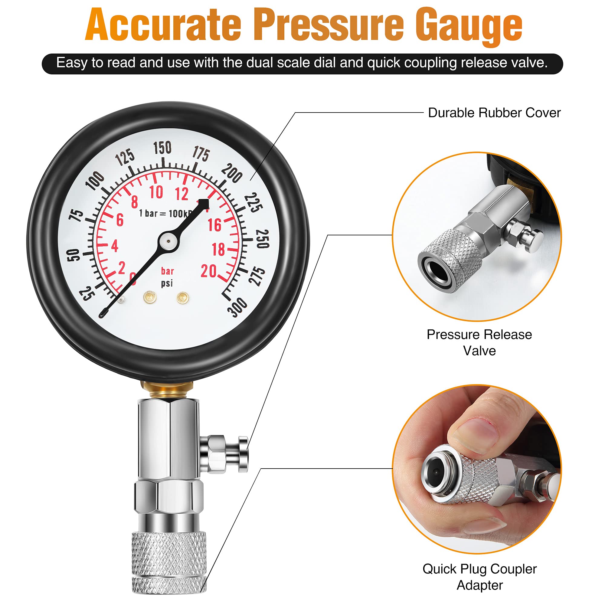 Fiada spark tester probe held near plug showing ignition troubleshooting
