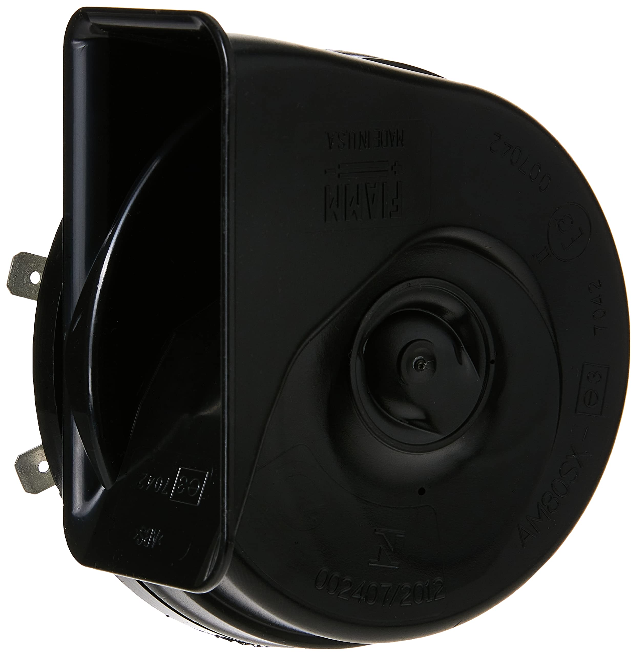 FIAMM Freeway Blaster front view showing horn face and mounting bracket benefit clear mounting