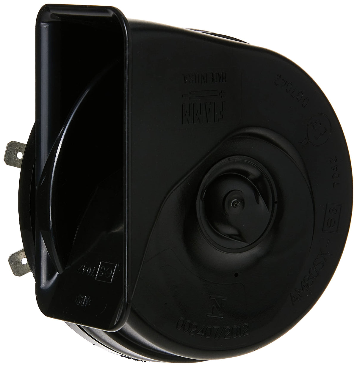 FIAMM Freeway Blaster front view showing horn face and mounting bracket benefit clear mounting