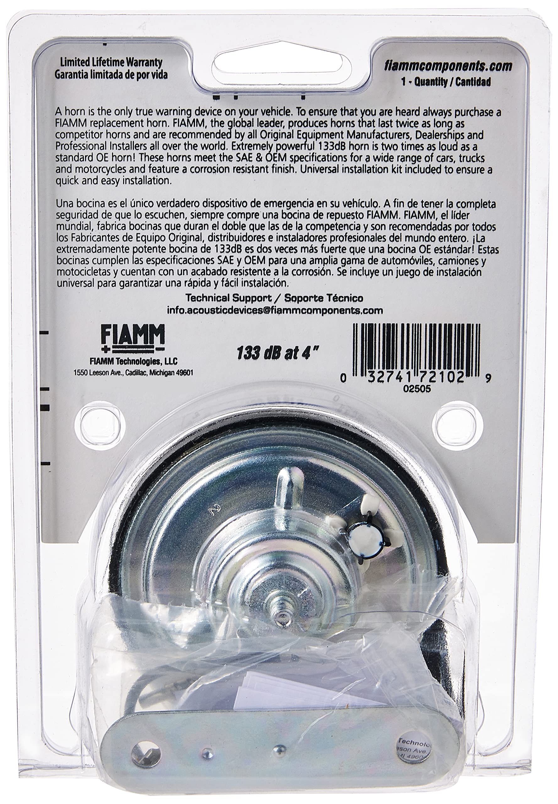 FIAMM side view revealing aluminum coil motor and steel housing for long-lasting performance