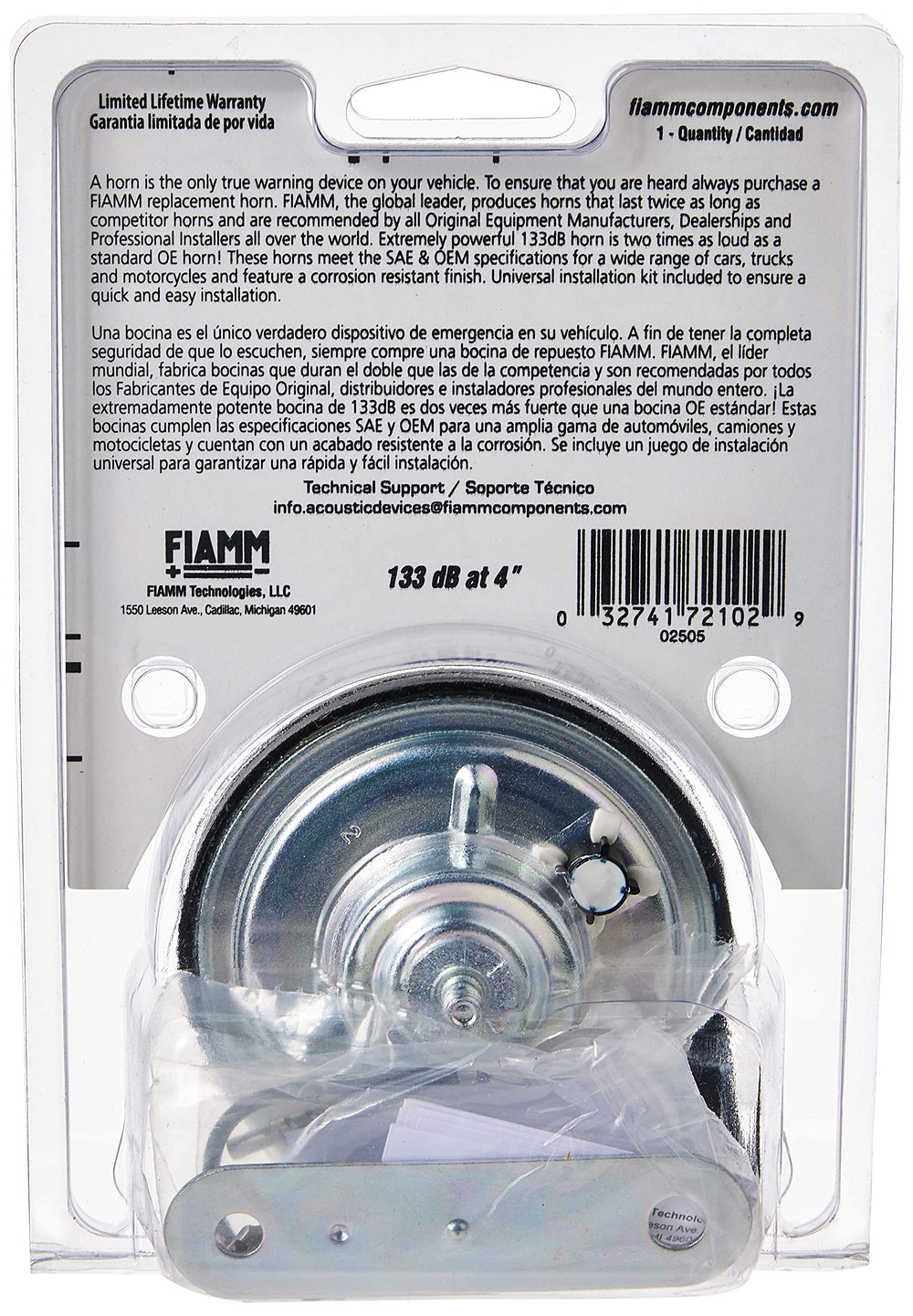 FIAMM side view revealing aluminum coil motor and steel housing for long-lasting performance