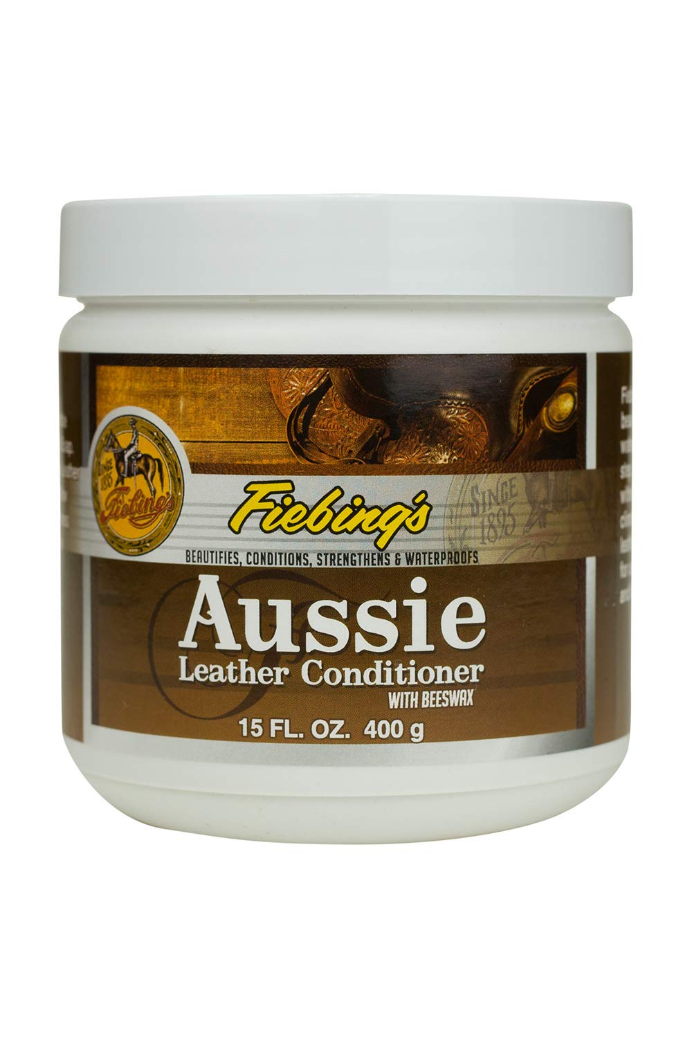 Fiebing's conditioner front tin showing label and size for clear product ID and use