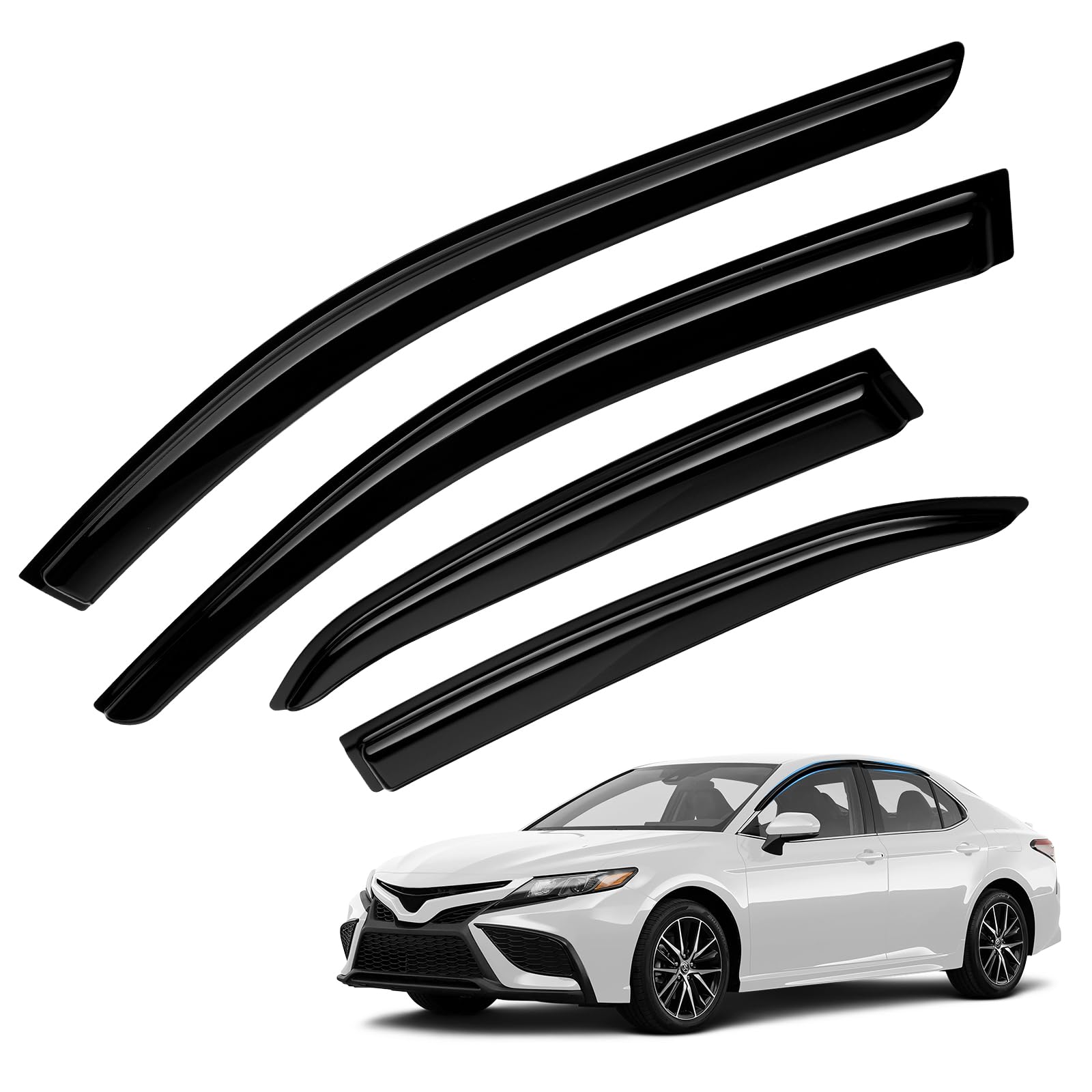 FIILINES front view of visor installed on Camry, enhances protection and style