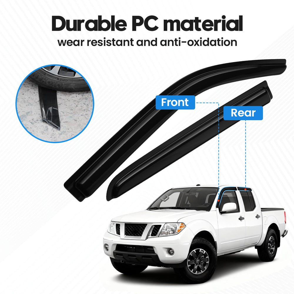 FIILINES visors installed on Nissan Frontier full truck view enhancing appearance