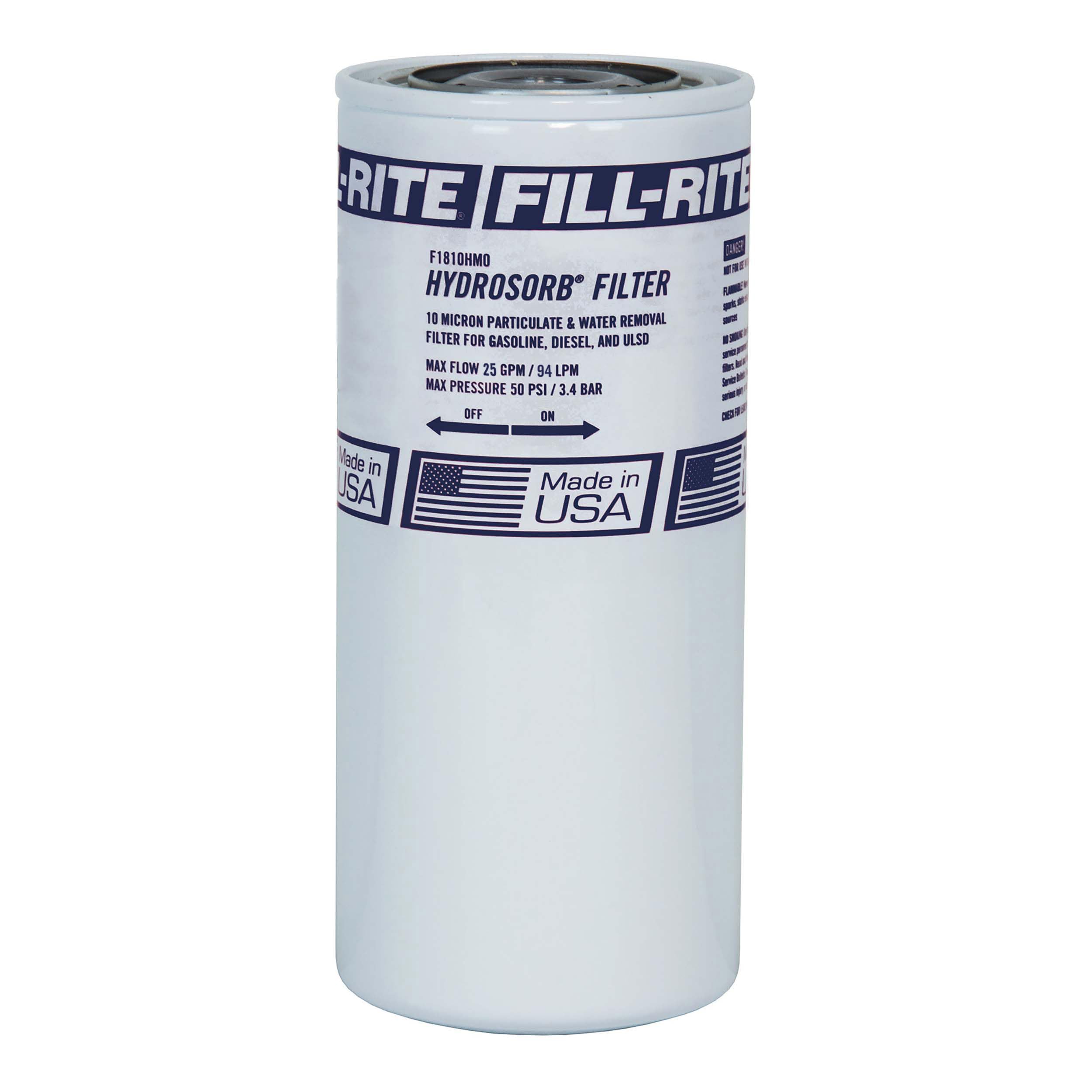Fill‑Rite F1810HM0 front view showing threaded connection and durable housing for quick swap