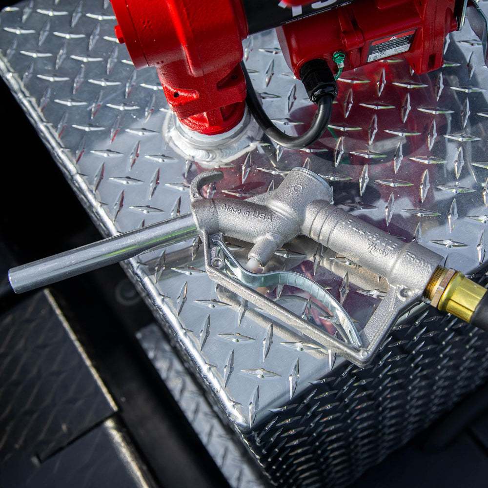 Fill-Rite 3/4" NPT inlet detail demonstrating straightforward hose connection