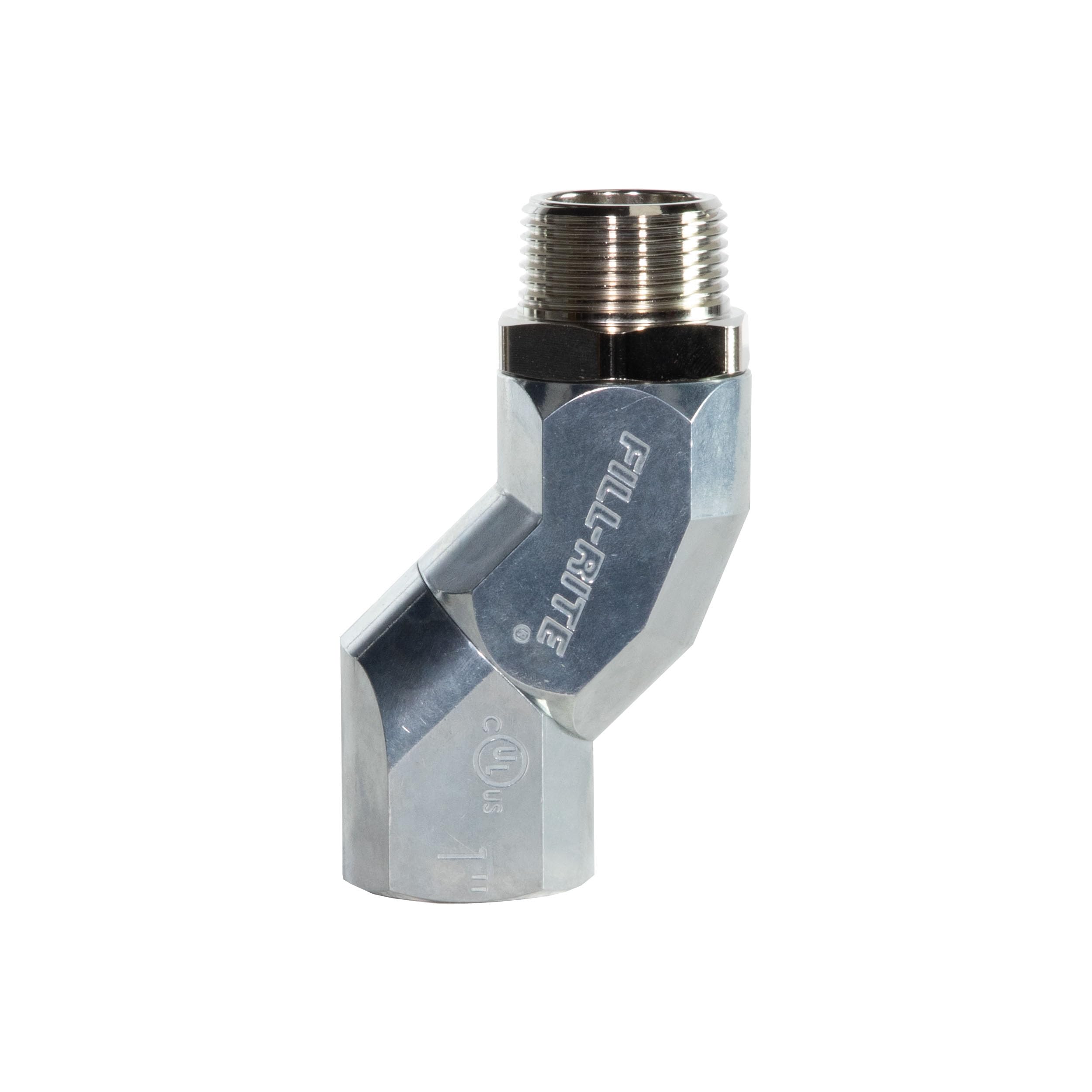 Fill-Rite SD100UL front view showing cast-aluminum body and 1-inch NPT threads for durable installation