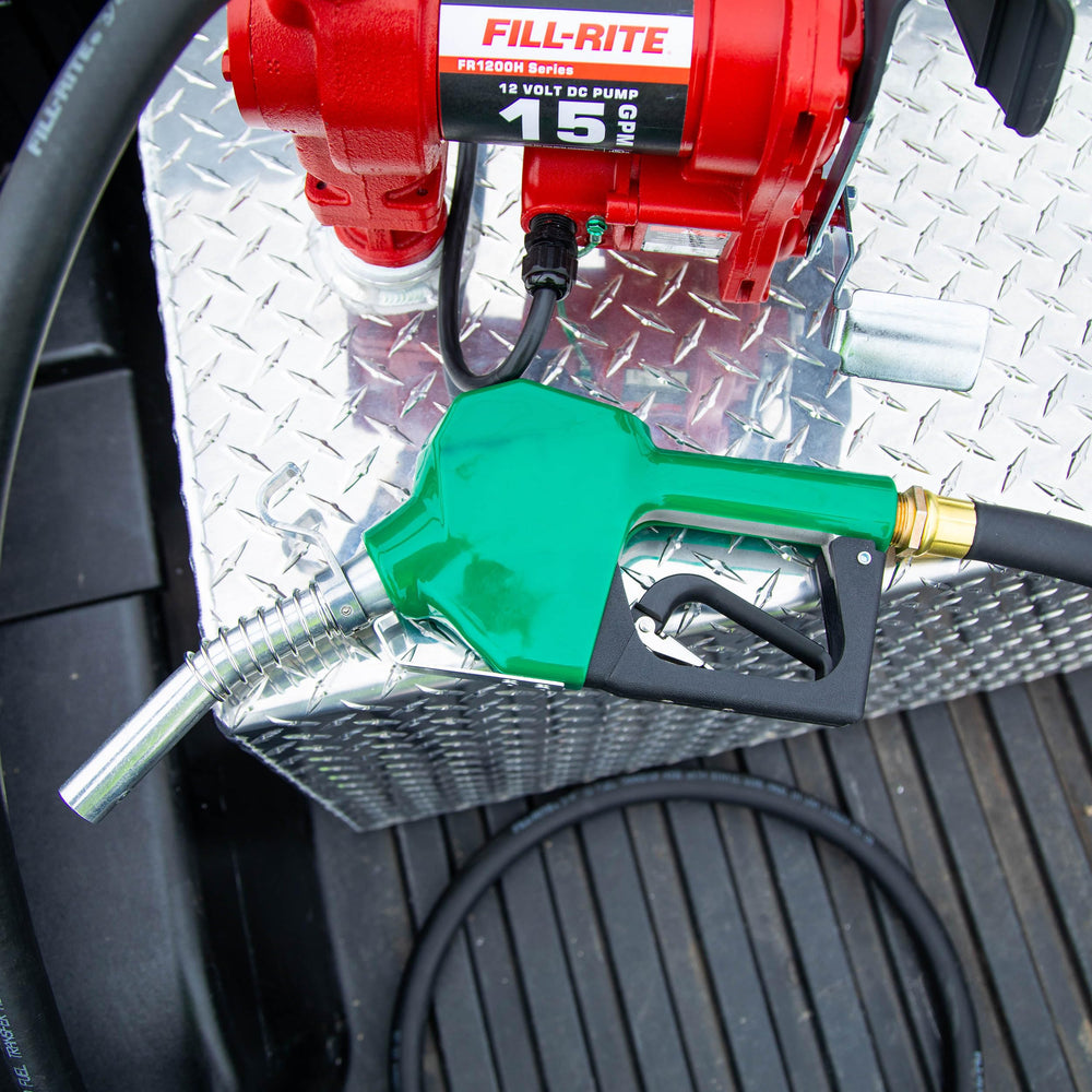 Fill-Rite nozzle next to ruler for size and scale reference aiding selection