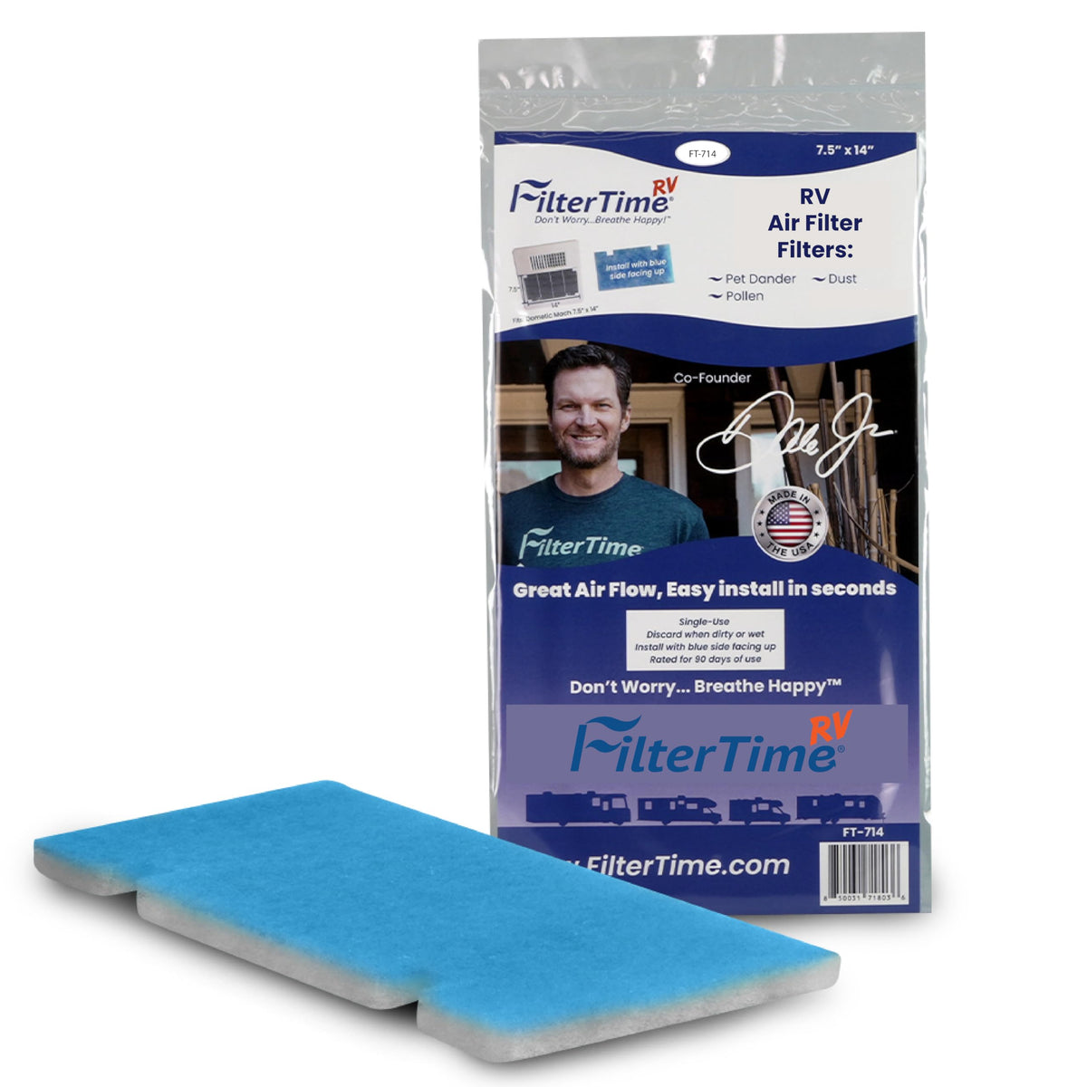 FilterTime FT-714 front packaging showing product and fit