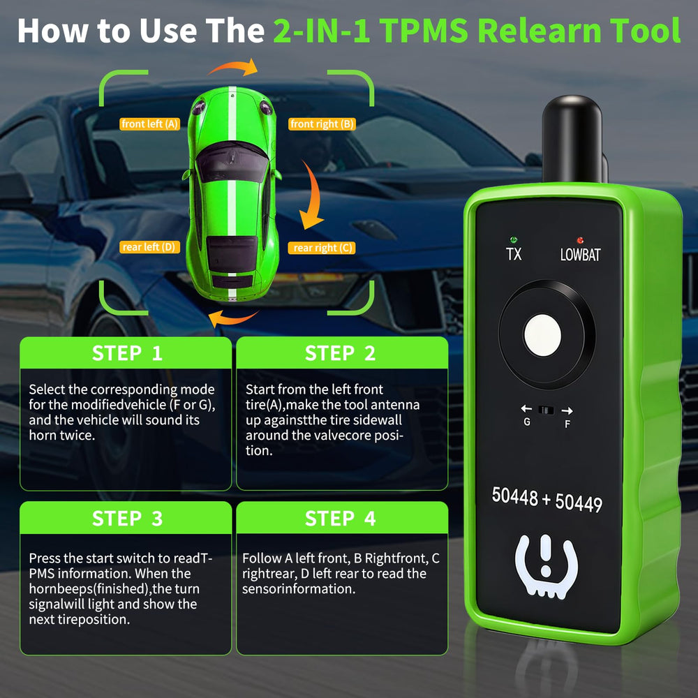 FIRSTOOL activating a tire sensor at valve stem to complete TPMS relearn