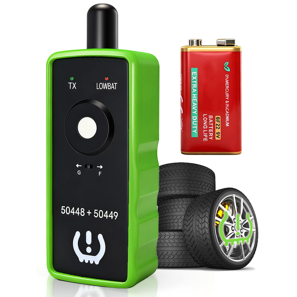 FIRSTOOL front view of TPMS tool showing buttons and display, clear operation