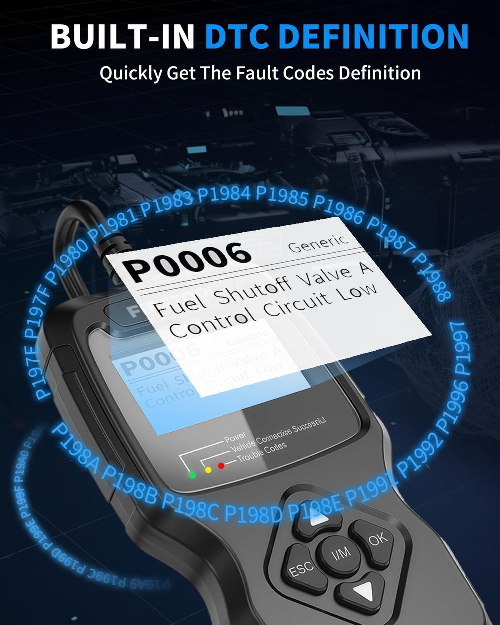 FIRSTOOL V390 code lookup display offering fast fault code explanations