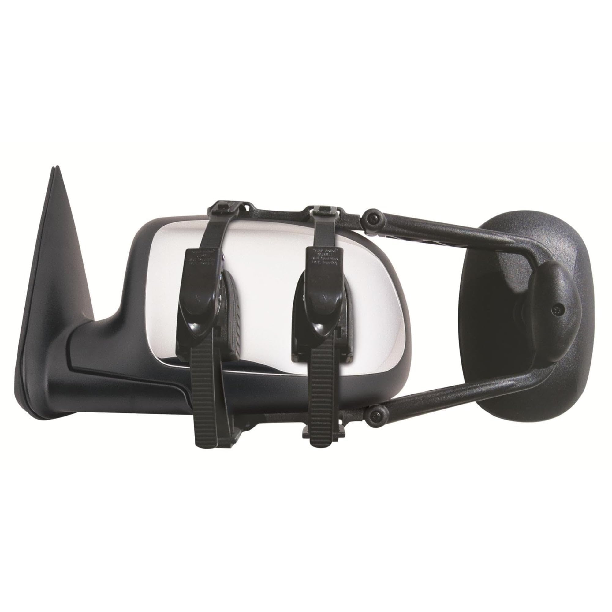 Fit System clip-on mirror front view enhances towing visibility and stability