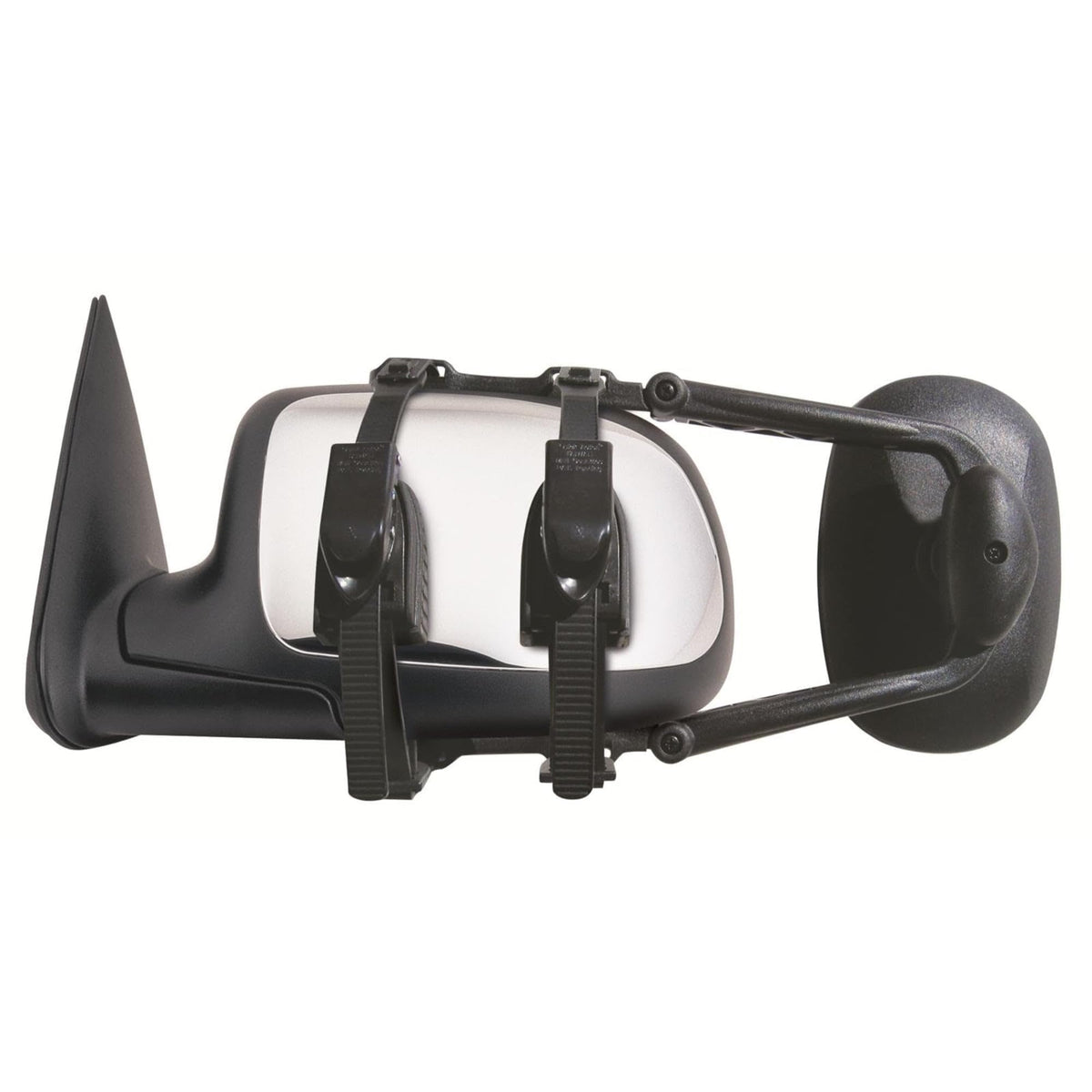 Fit System clip-on mirror front view enhances towing visibility and stability