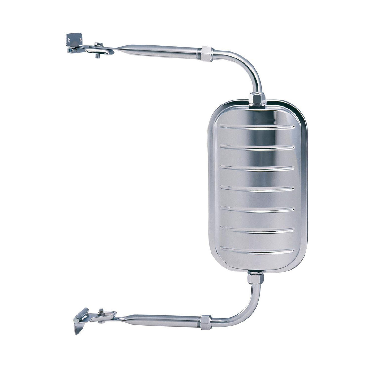 Fit System K Source front view mirror head showing chrome finish and wide coverage benefit