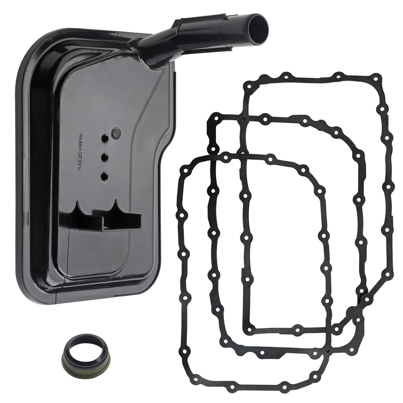 Fitede front view of transmission filter kit showing packaging and parts advantage