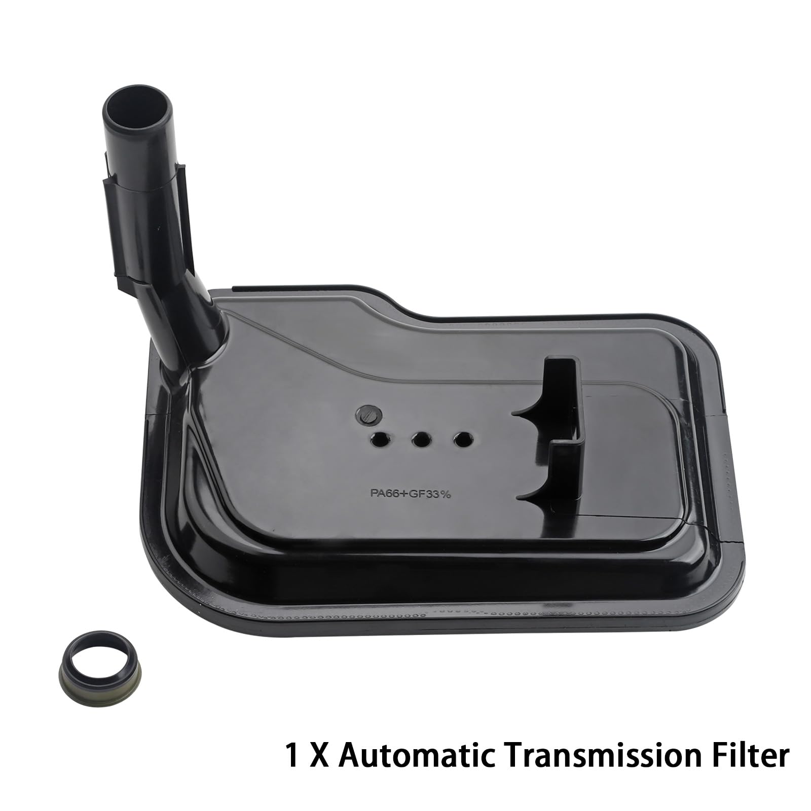 Fitede transmission filter next to a Silverado illustrating model compatibility