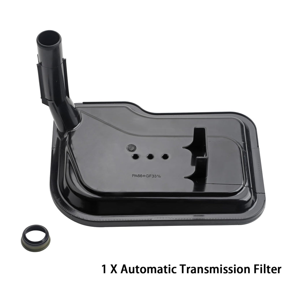 Fitede transmission filter next to a Silverado illustrating model compatibility