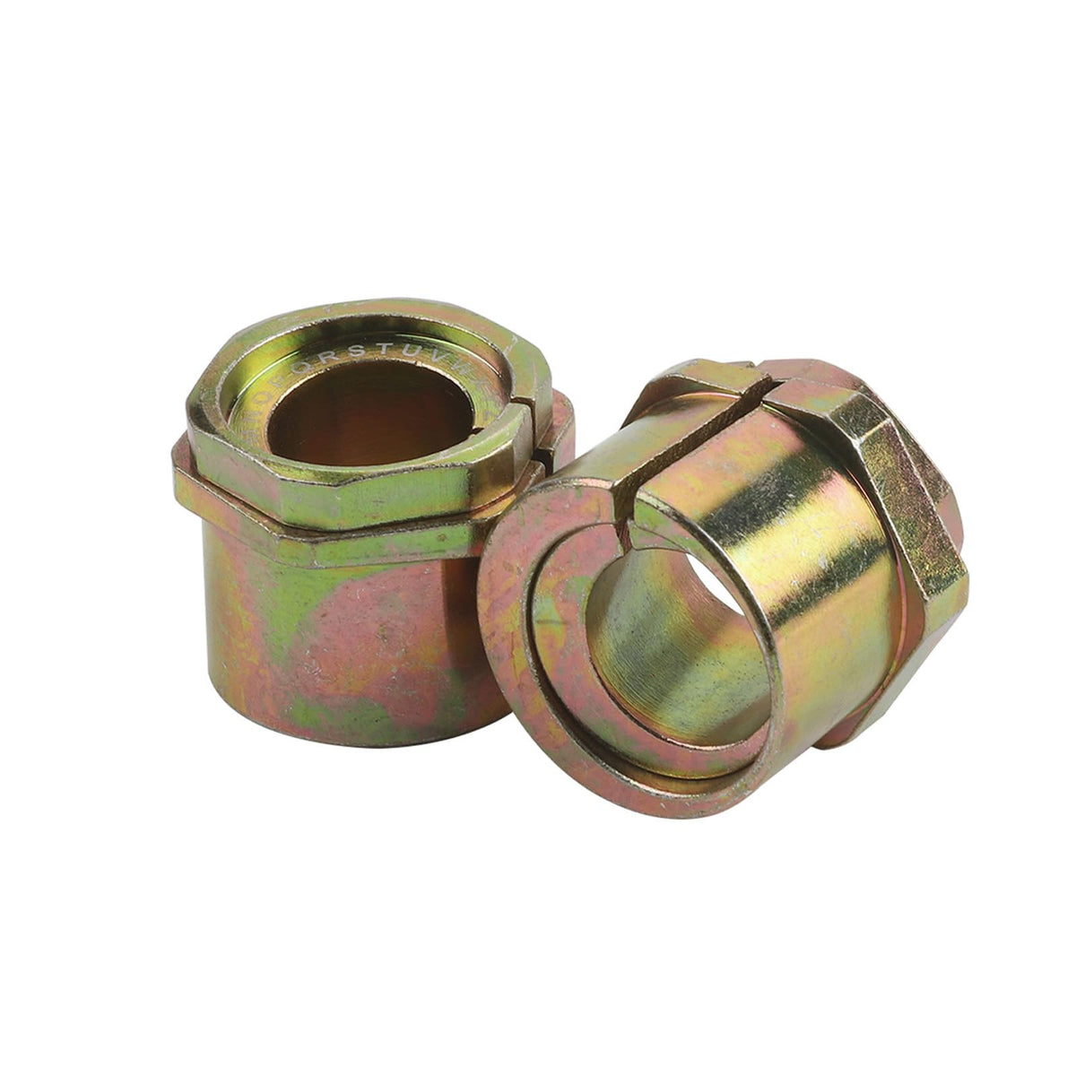 Fitede front packaging showing two camber caster bushings and benefits