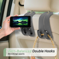 Fitnice hook in use holding a purse for tidy car interior benefit