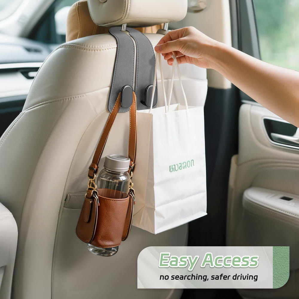Fitnice hooks on rear seat holding bags and bottles for clutter-free benefit