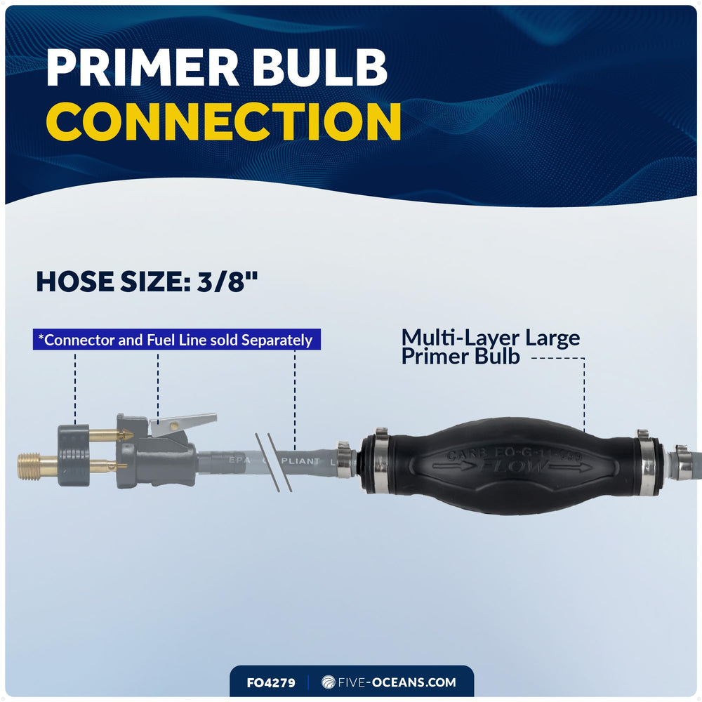 Five Oceans FO-4279 installed on fuel line demonstrating quick, secure connection
