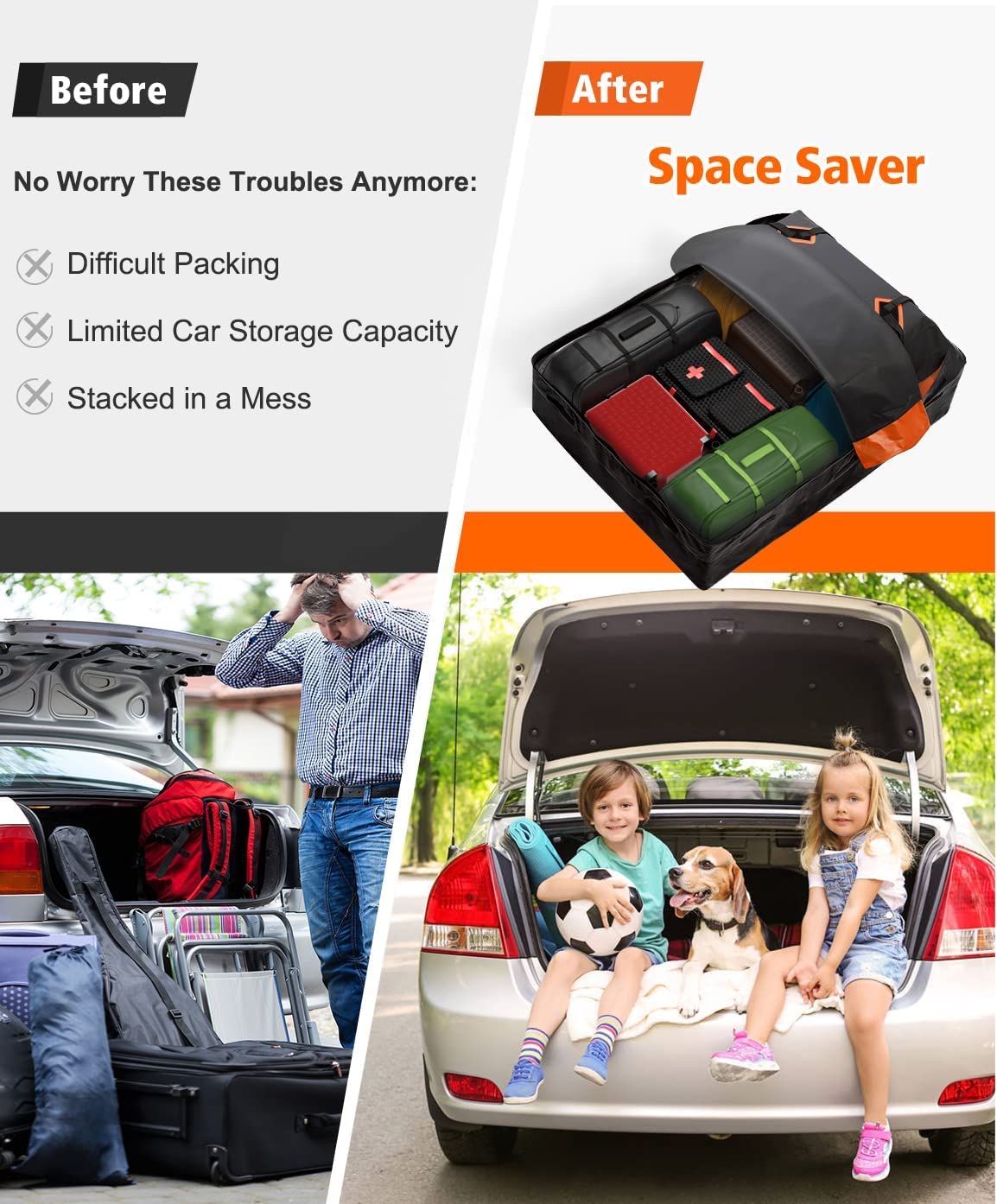 FIVKLEMNZ packed into storage bag for compact, easy transport and stowing