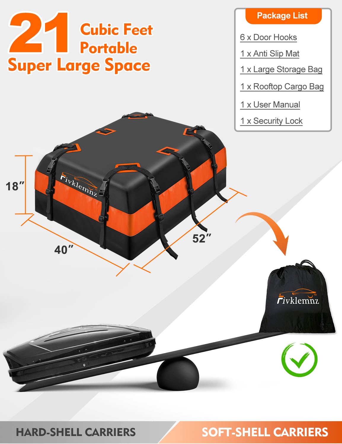 FIVKLEMNZ reinforced straps and door hooks securing load for safe travel