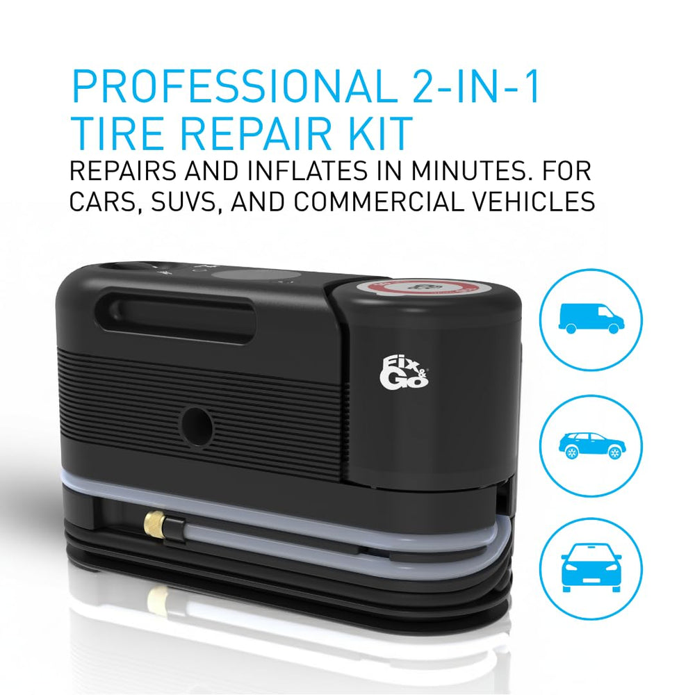 Fix & Go close-up of eco-friendly sealant bottle highlighting TPMS safety