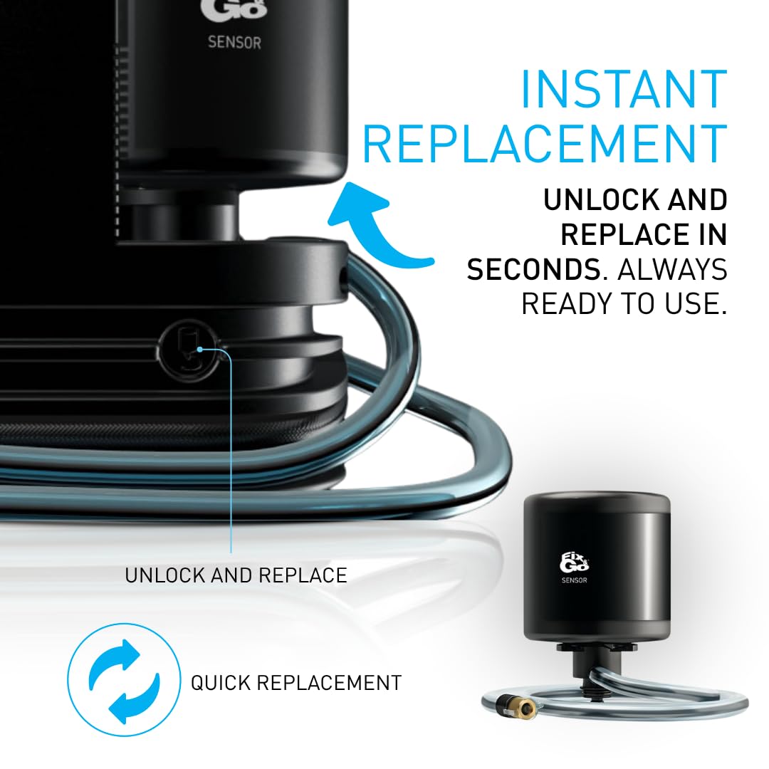 Fix & Go size comparison beside a water bottle showing compact portability