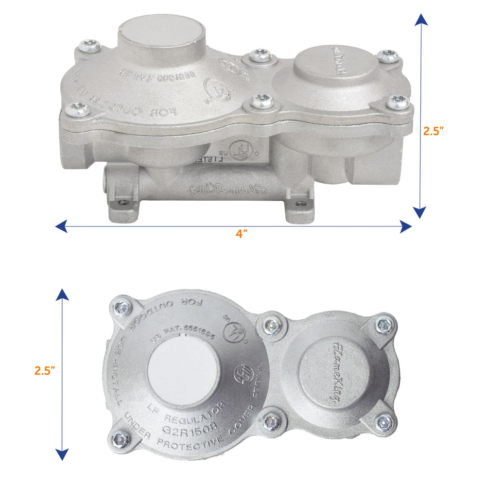 Flame King regulator side profile highlighting connection points for easy installation benefit