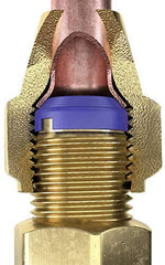 FlareSeal branded close-up of multi-ring copper flare seal showing sealing ridges