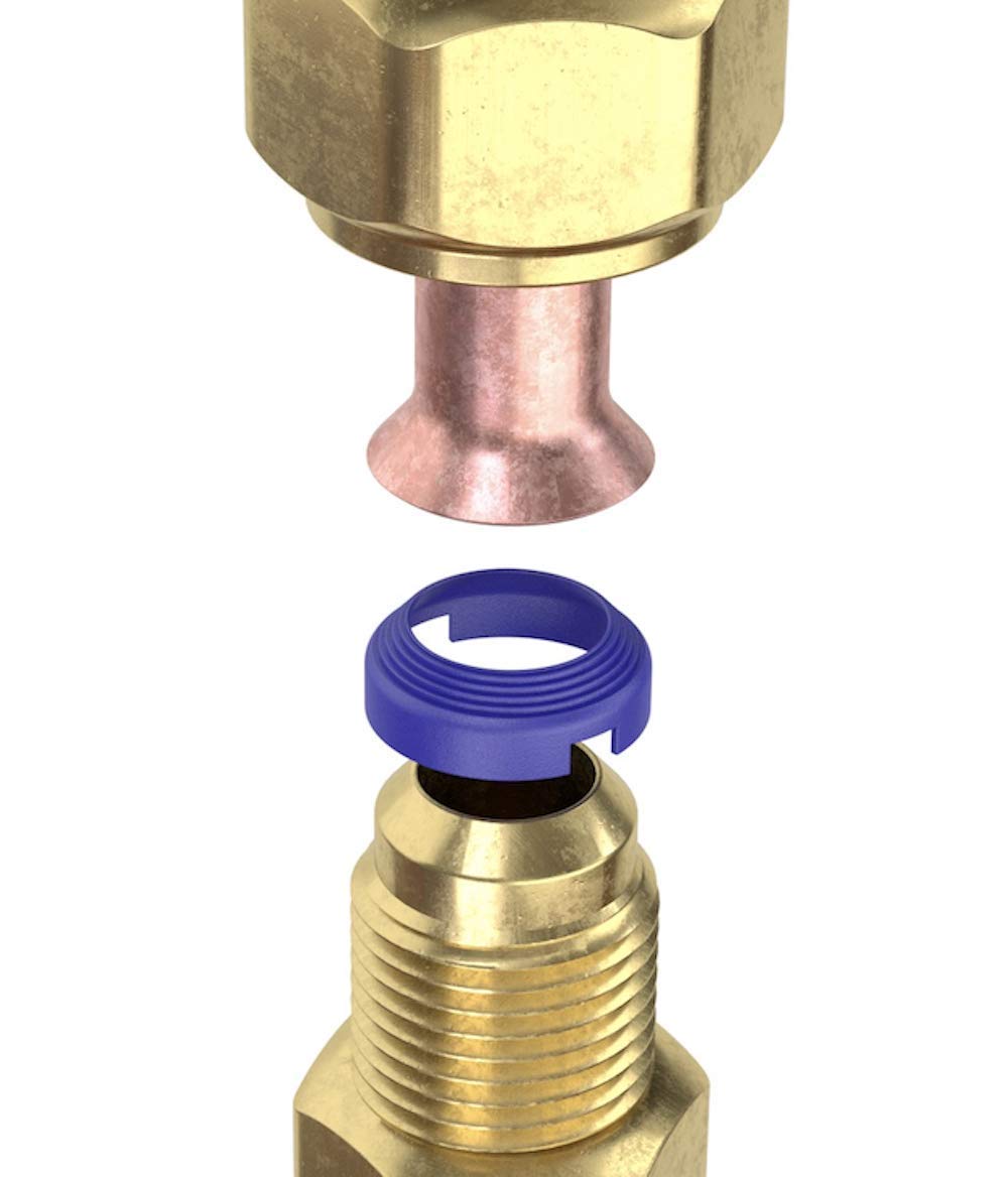 FlareSeal clipped on male flare demonstrating secure fit and leak control