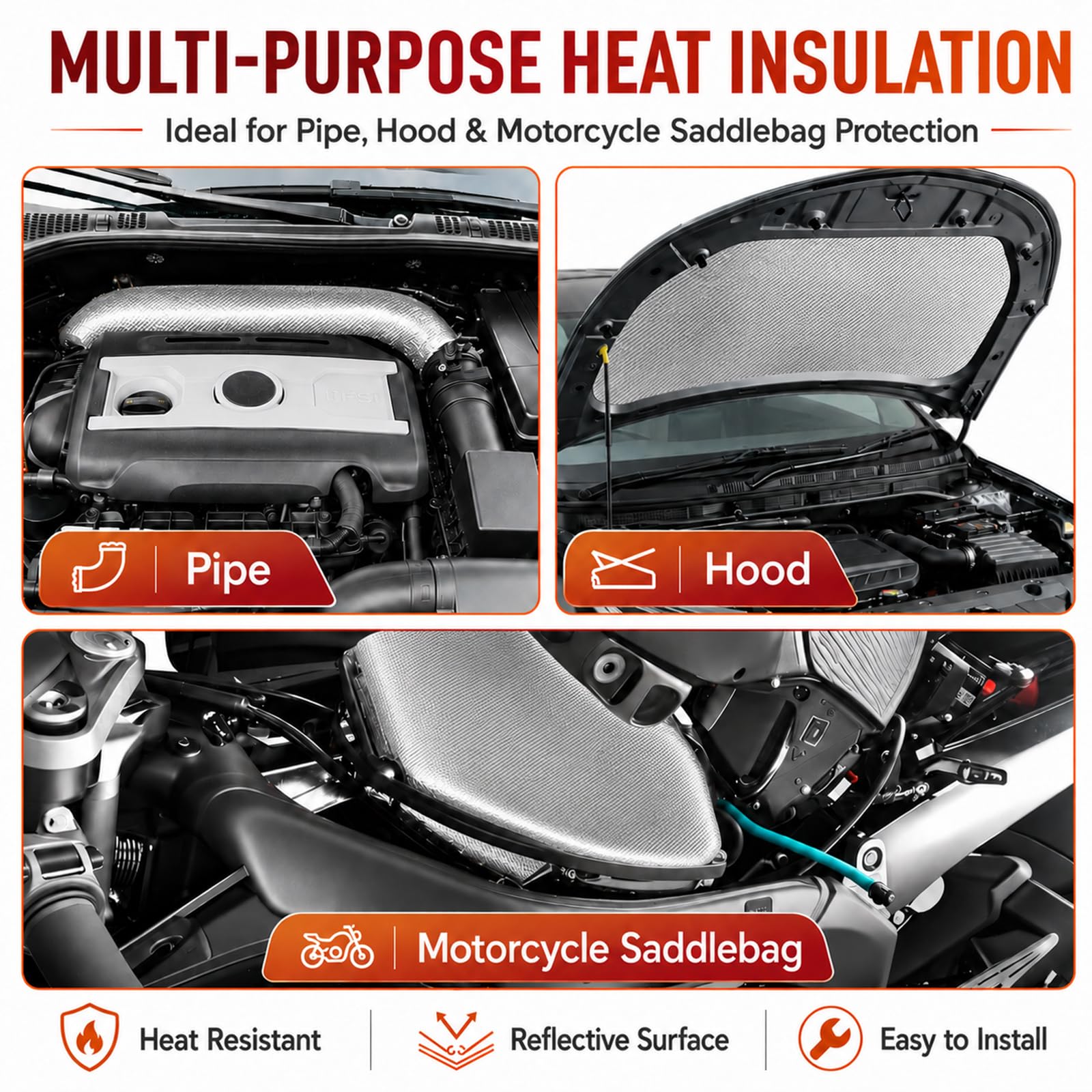 FLASLD installed under car hood reducing heat near engine components