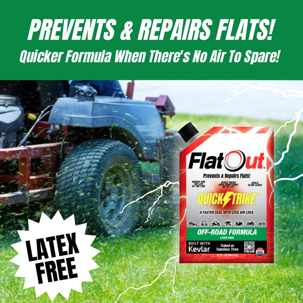 FlatOut bottle installed in a trailer tire demonstrating reliable leak protection