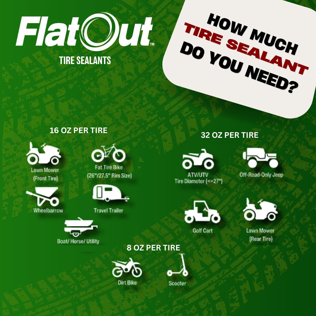 FlatOut pouring into a lawn mower tire to prevent punctures