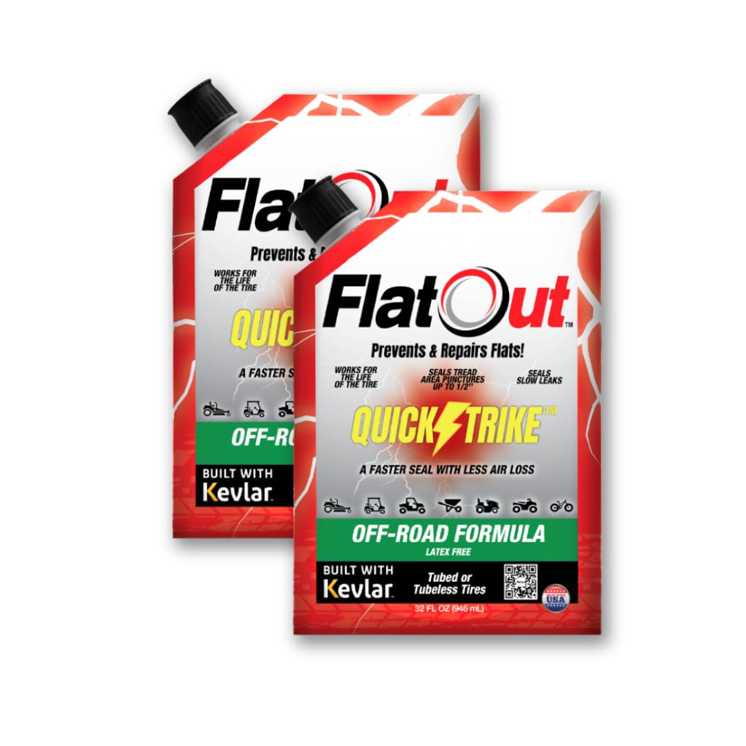 FlatOut front view of two 32 fl oz bottles showing packaging benefits