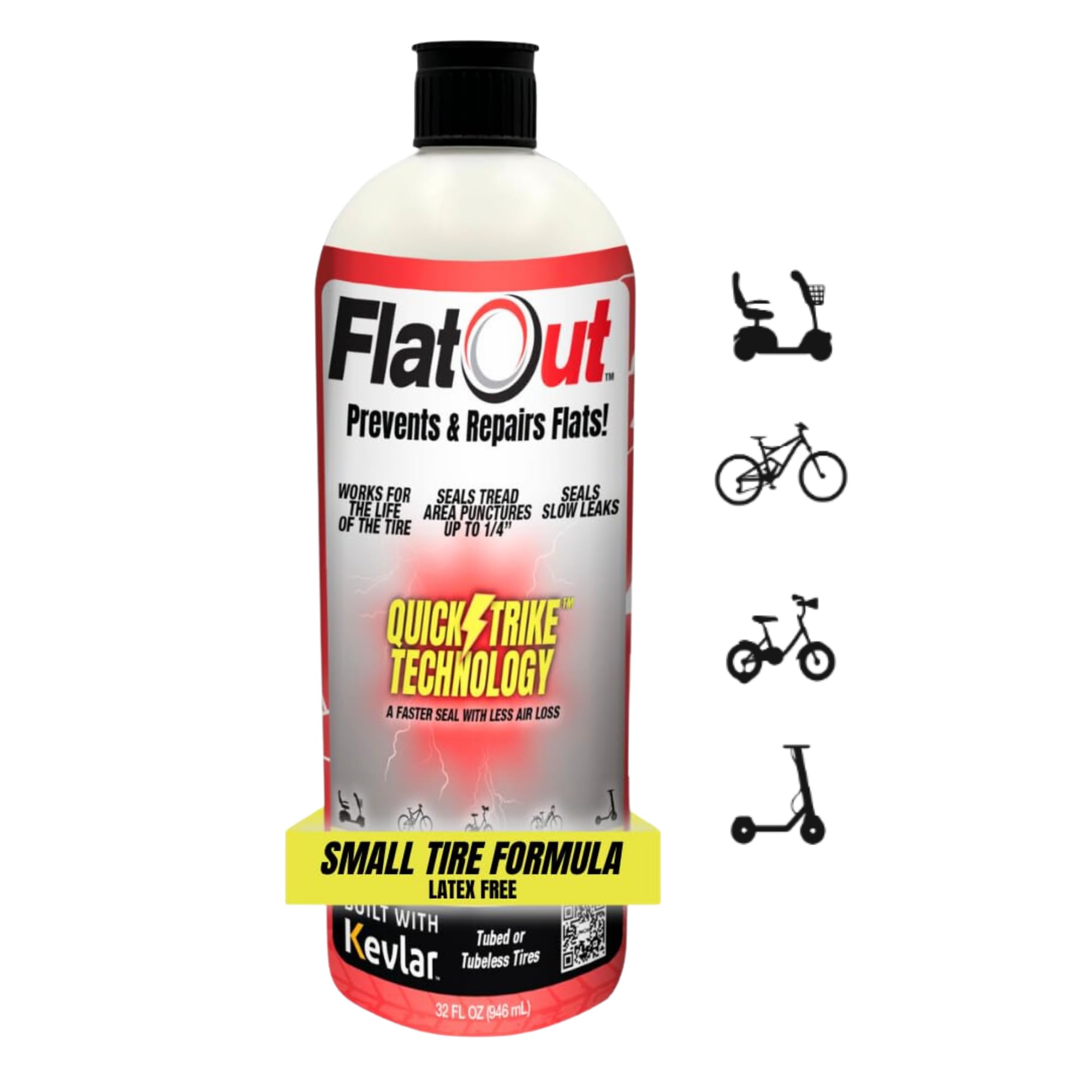FlatOut QuickStrike front label showing product name and 32 fl oz size for clear identification