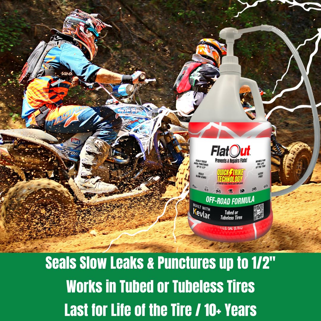 flatout quickstrike pouring into tire demonstrating fast puncture protection