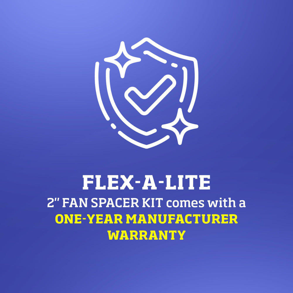Flex-A-Lite spacer installed on fan hub demonstrating correct fan positioning benefit