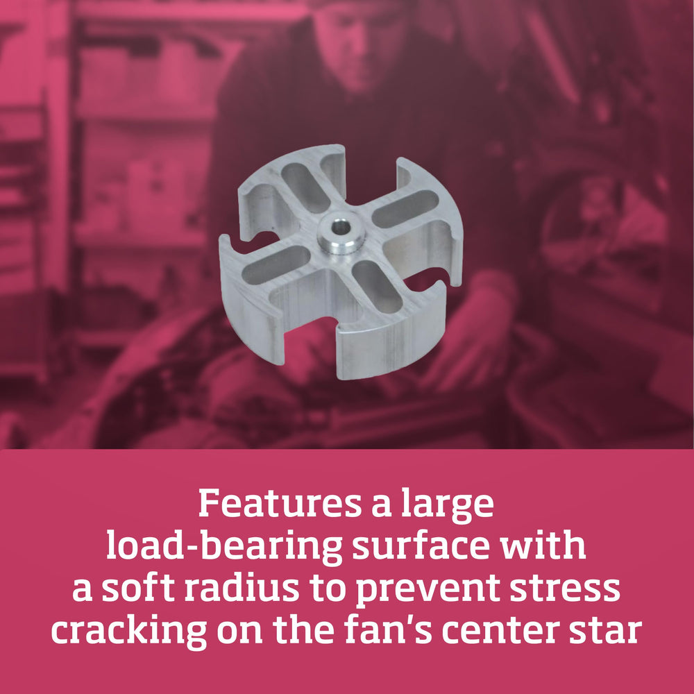 Flex-A-Lite spacer installed in engine bay demonstrating proper fan-to-radiator clearance