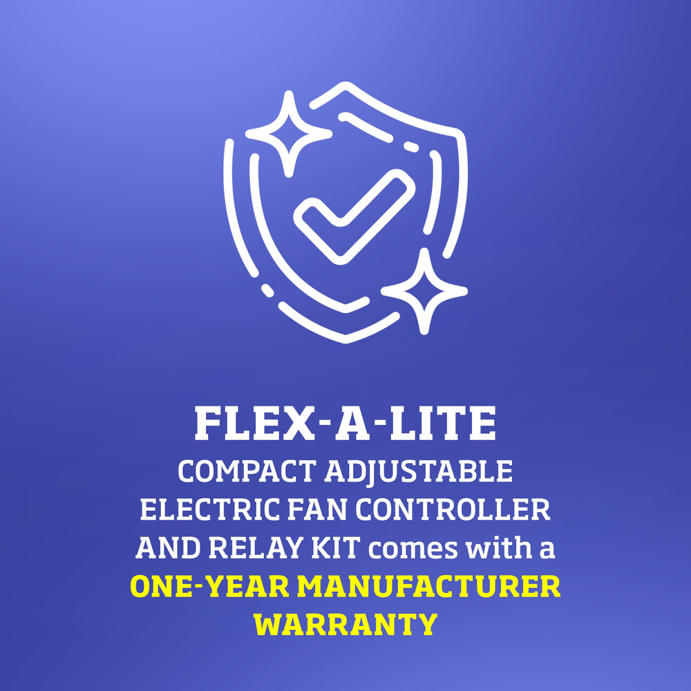 Flex-A-Lite wiring harness and 30A relay laid out to show included connections and easy wiring