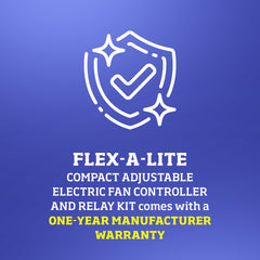 Flex-A-Lite wiring harness and 30A relay laid out to show included connections and easy wiring