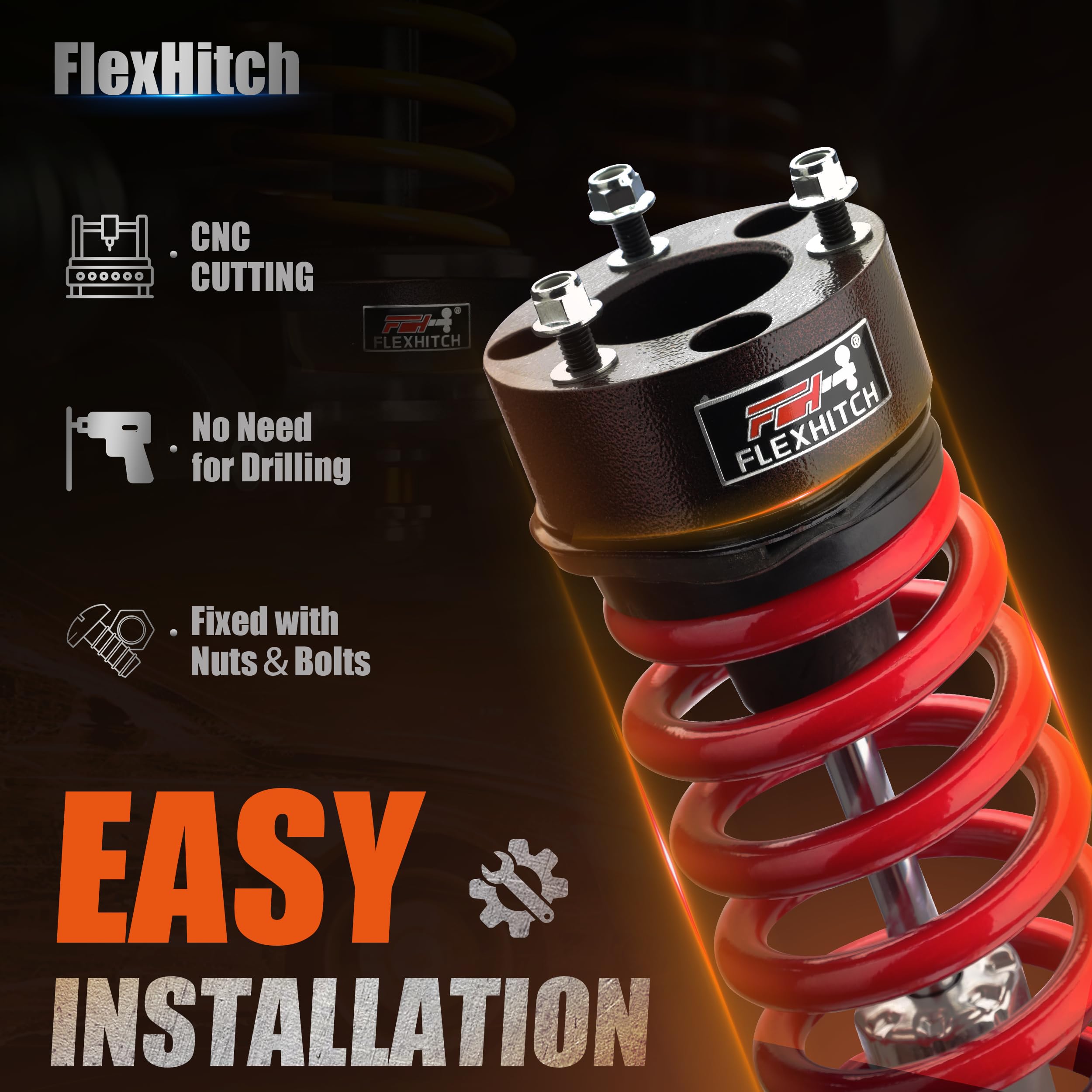 FlexHitch installed on Ram 1500 front showing increased ground clearance benefit
