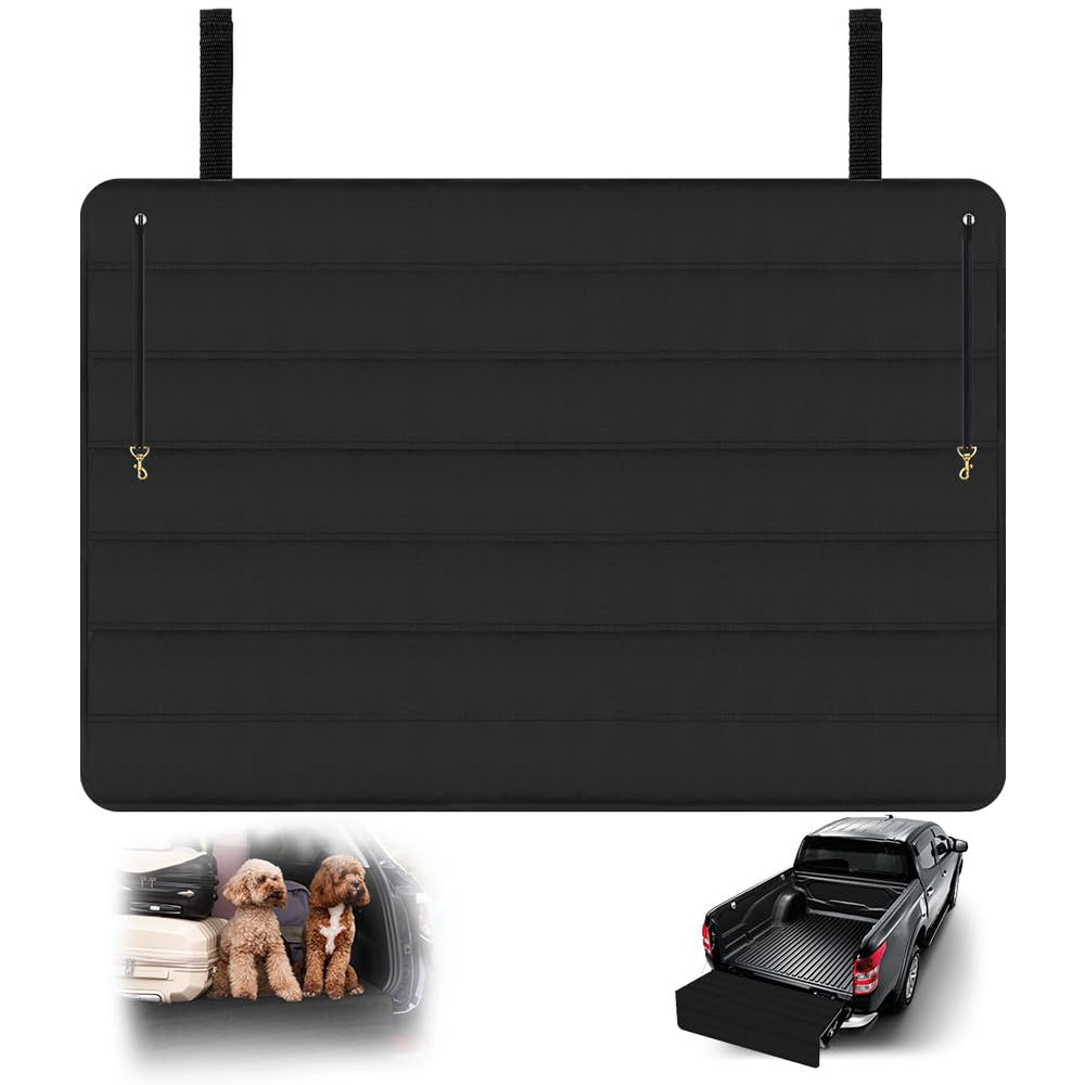 flintronic luggage loaded on protector protecting bumper and trunk interior