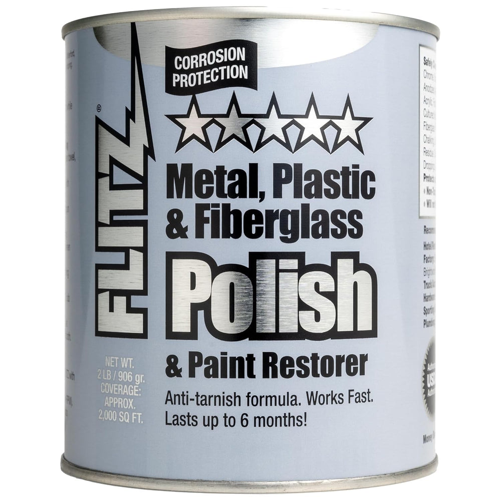 Flitz front can of metal polish paste showing label and durable packaging benefit