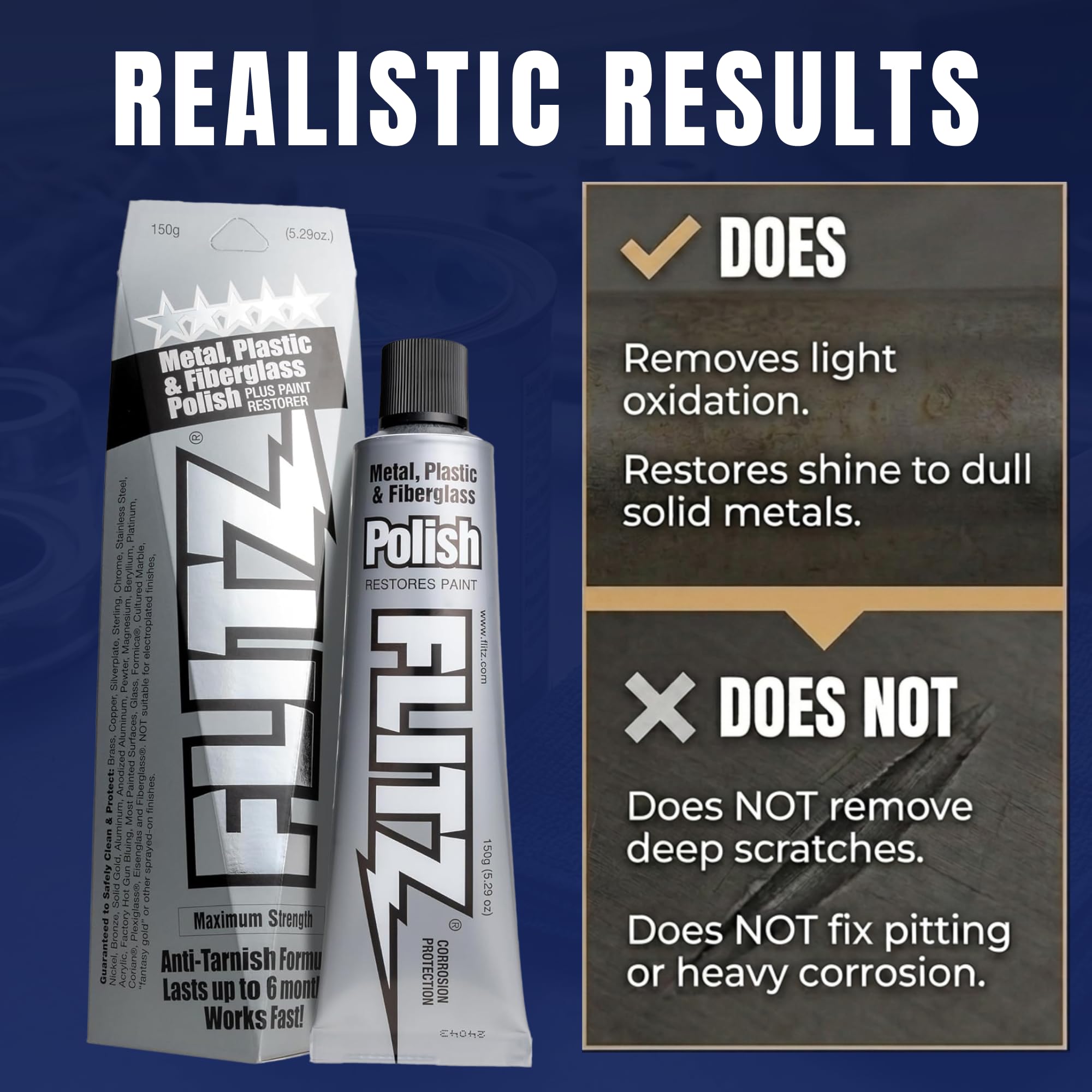 FLITZ polishing aluminum boat rail, protects against light oxidation