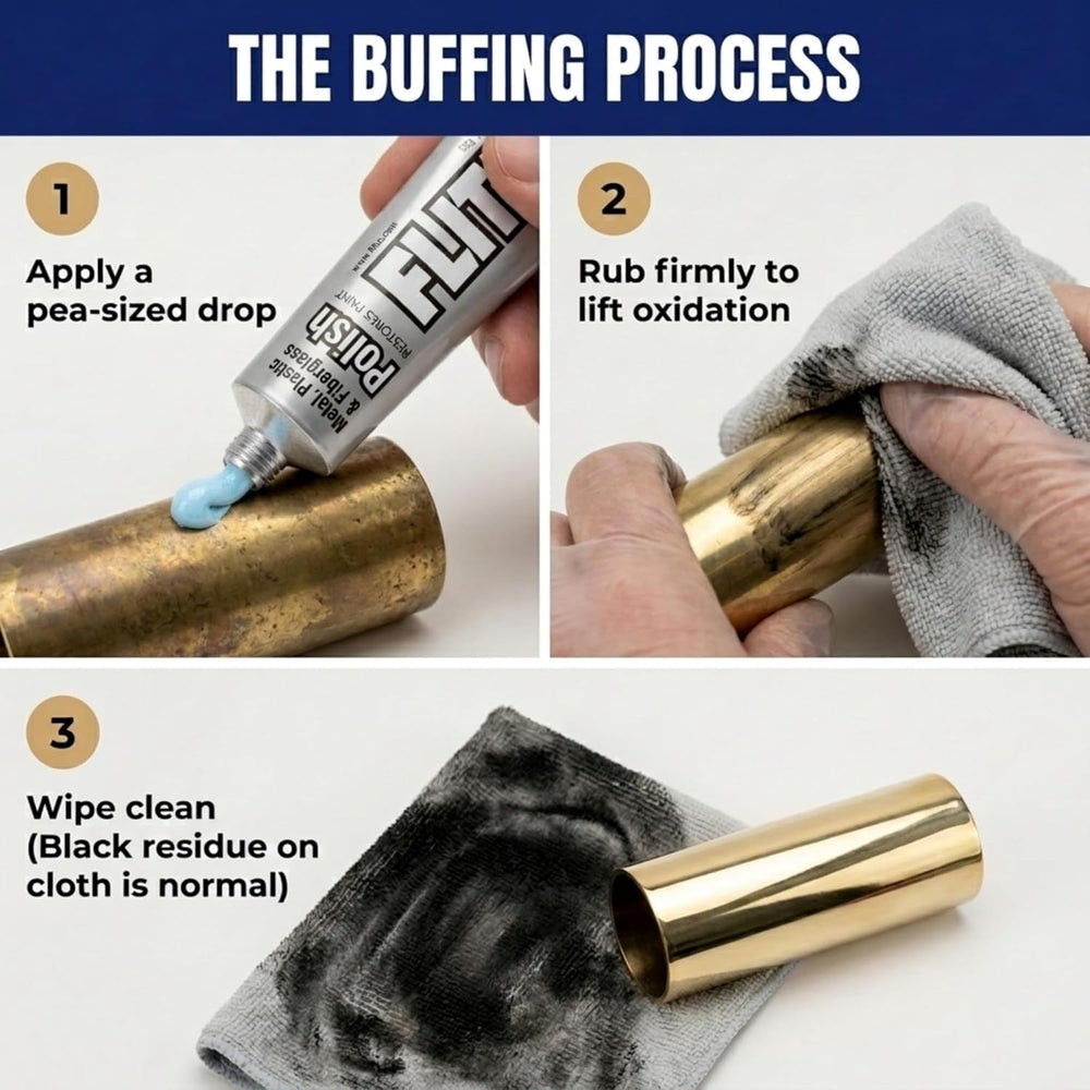 FLITZ on stainless steel faucet, removes water spots and improves shine