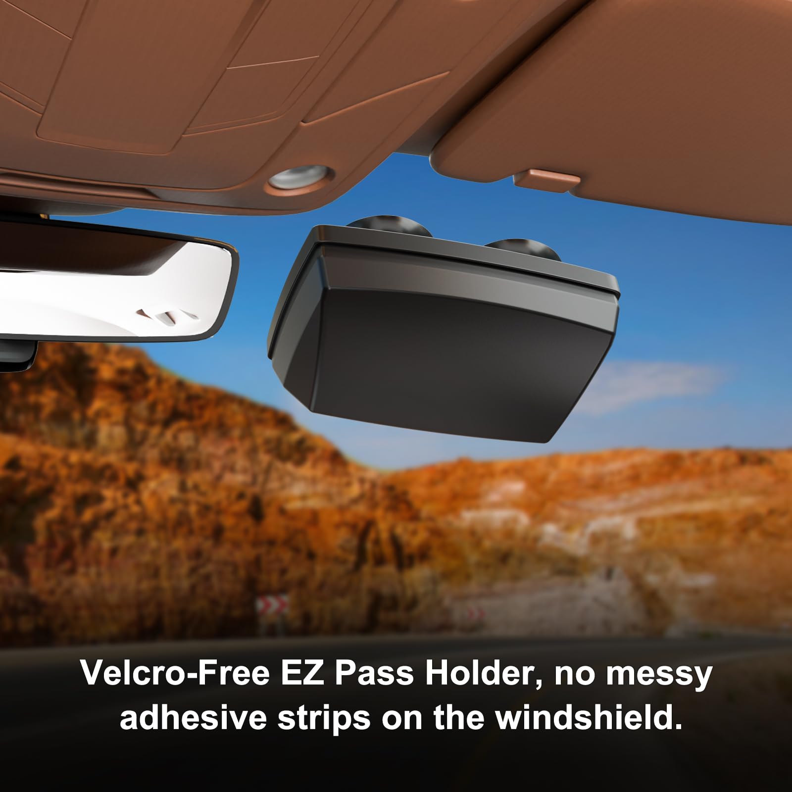 FLLIK mounted on windshield showing size relative to dashboard for scale