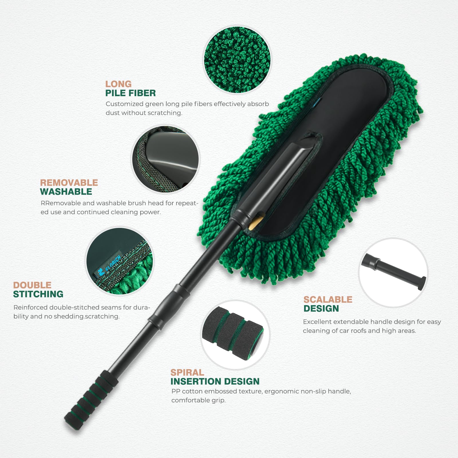 FLORICH extended handle reaching high truck roof for easier cleaning